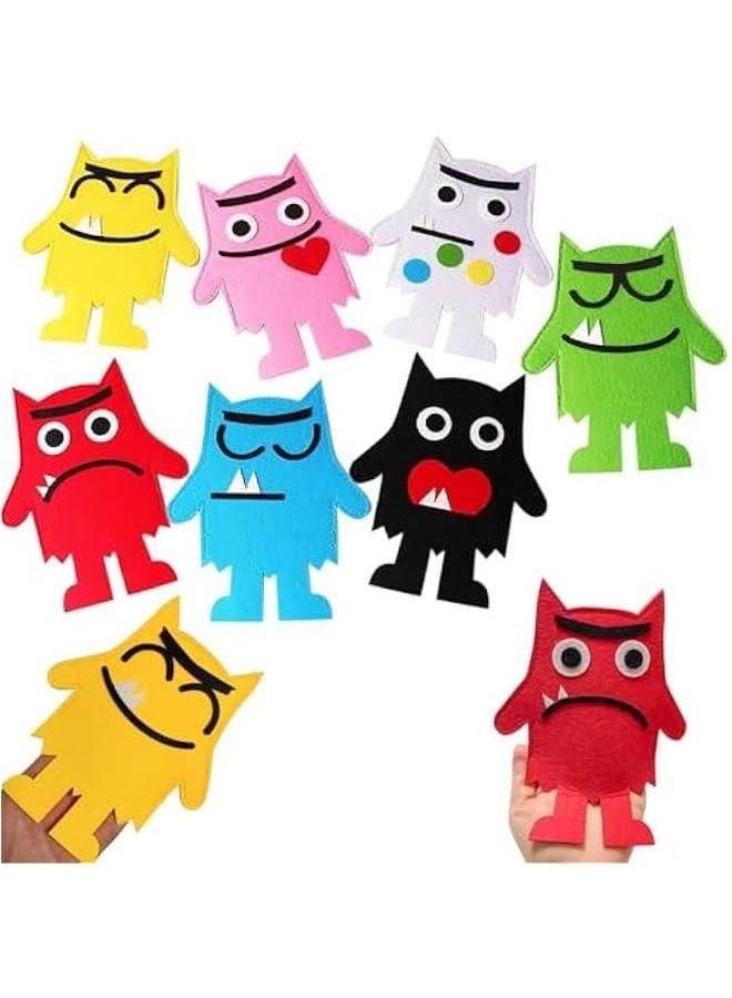 Color Monster Hand Puppets Set, My Emotional Little Cartoon Doll, Blue/Red Puppets, Set - Image 1